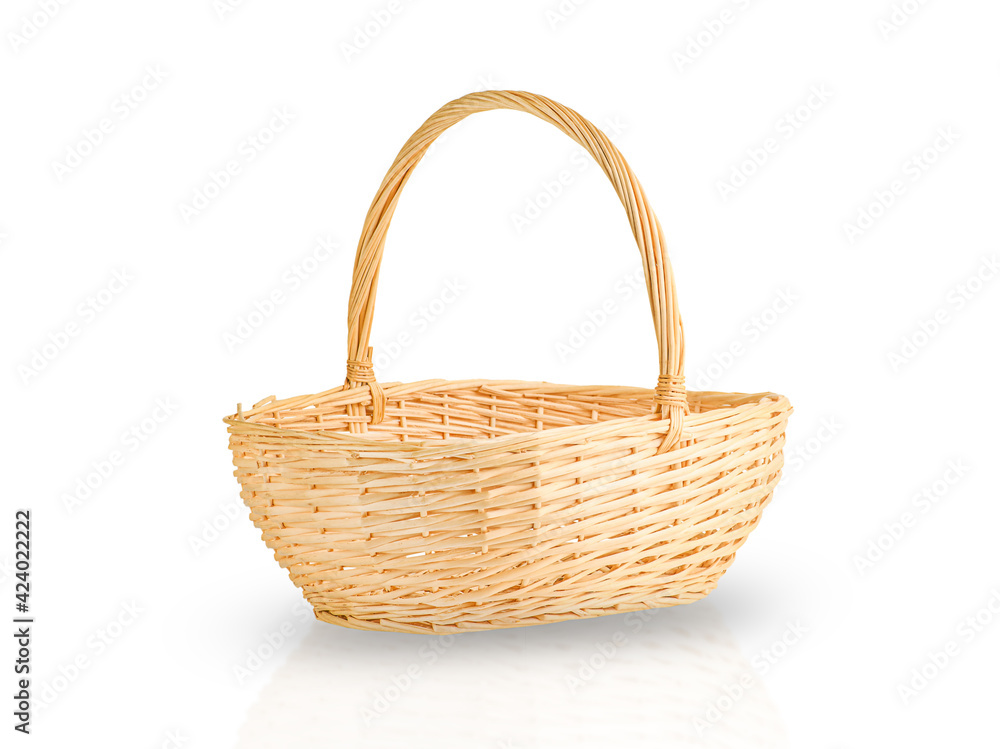 Empty wicker basket isolated on a white background