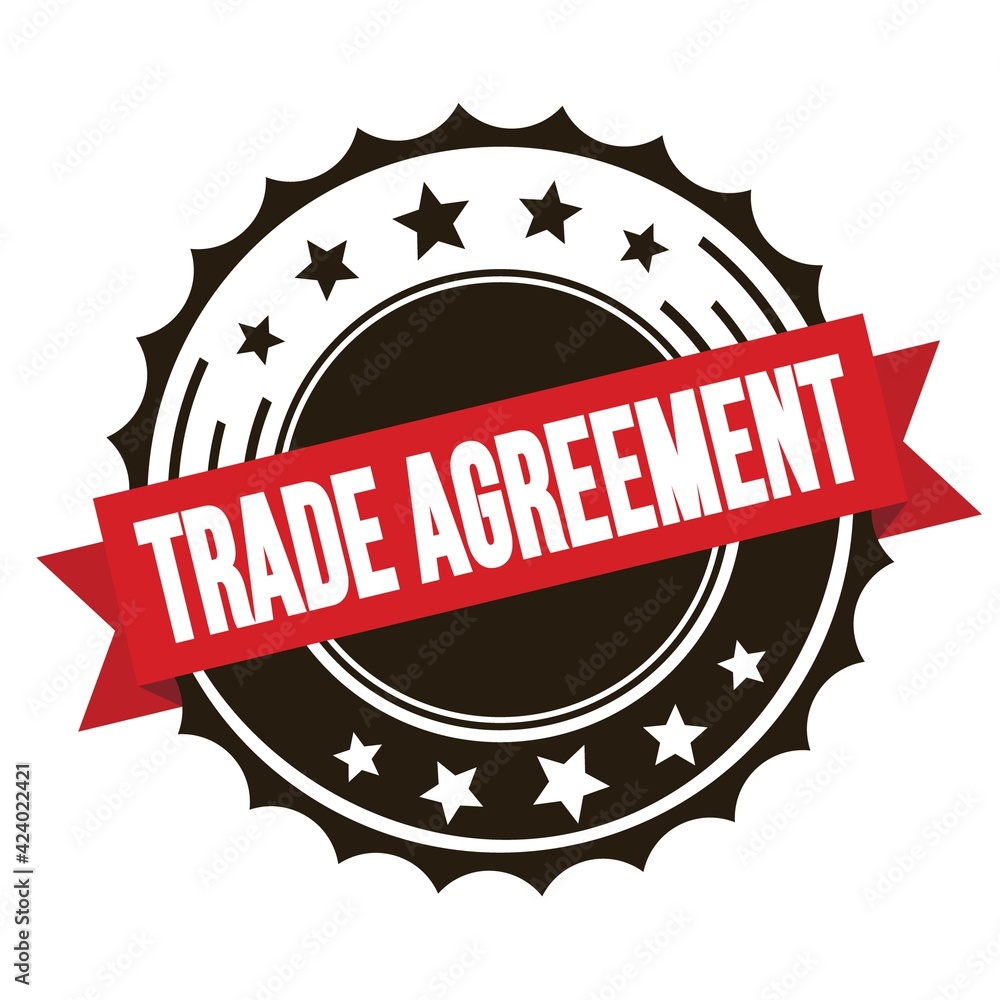 TRADE AGREEMENT text on red brown ribbon stamp. TRADE AGREEMENT text on red brown ribbon stamp.