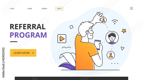 Referral Program awards and online marketing concept