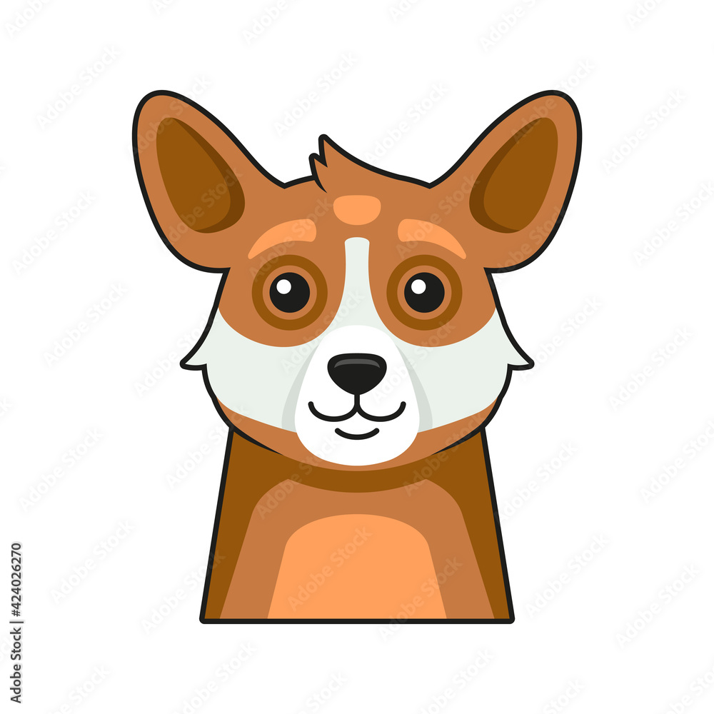 Cute Dog Face Icon. Cartoon Style on White Background Vector Cute Dog Face Icon. Cartoon Style on White Background Vector