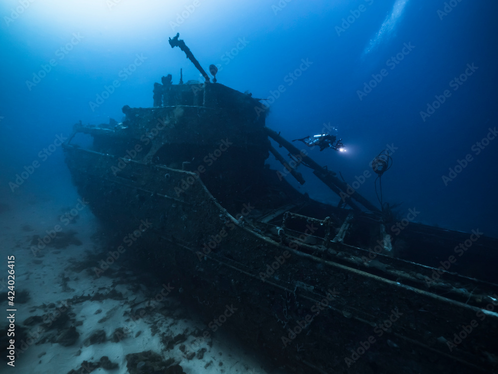 Diver at Ship wreck Diver at Ship wreck