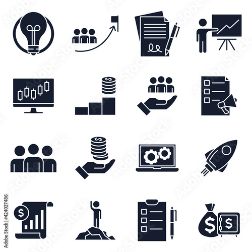 Set of Business Plan icon. Business Management pack symbol template for graphic and web design collection logo vector illustration