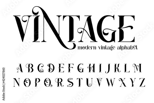 Vintage decorative font - Cathleen. Retro typerface. Elegance serif alphabet. Vector font for label, branding, tags, t-shirt, alcohol bottle.