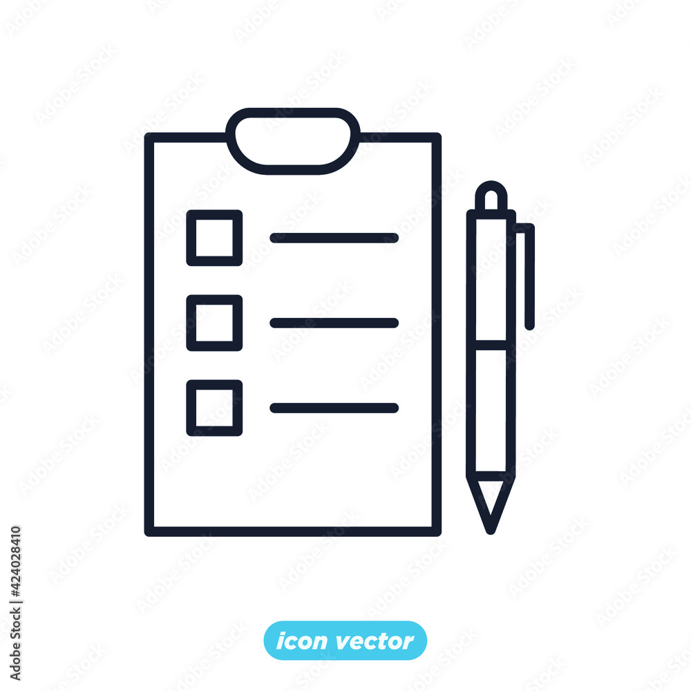 Clipboard with pen icon. Business Plan strategy or Confidentiality agreement symbol template for graphic and web design collection logo vector illustration Clipboard with pen icon. Business Plan strategy or Confidentiality agreement symbol template for graphic and web design collection logo vector illustration