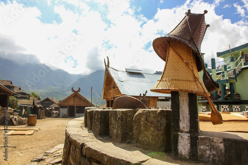 Wicker baskets in the village of Khonoma in Nagaland photo