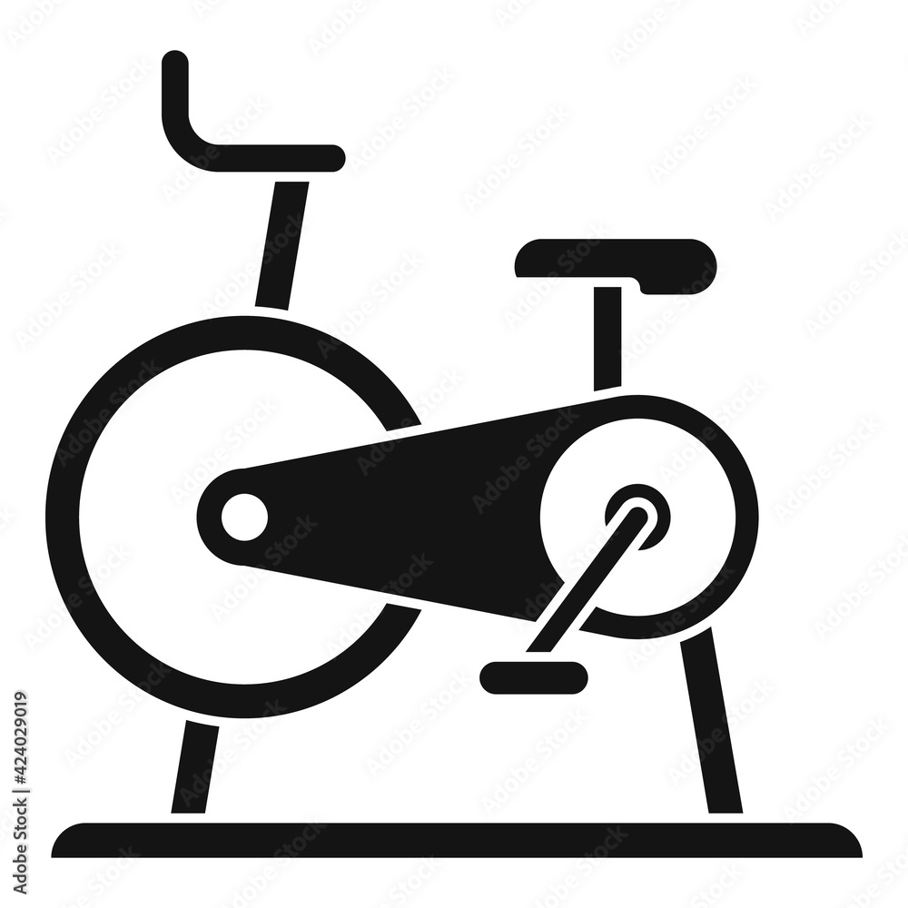 Stationary exercise bike icon, simple style Stationary exercise bike icon, simple style