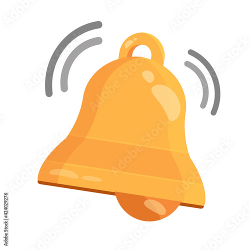 Notice golden bell flat icon vector