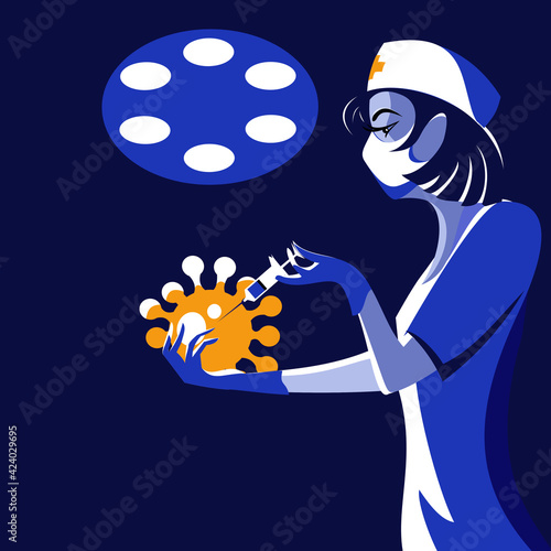 The doctor vaccinated against the coronavirus. Vector illustration.