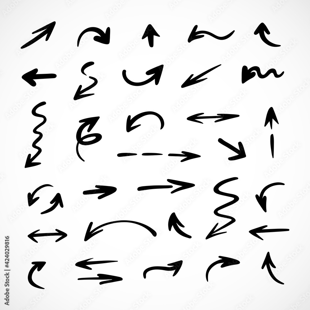 Vector set of hand-drawn arrows, elements for presentation Vector set of hand-drawn arrows, elements for presentation