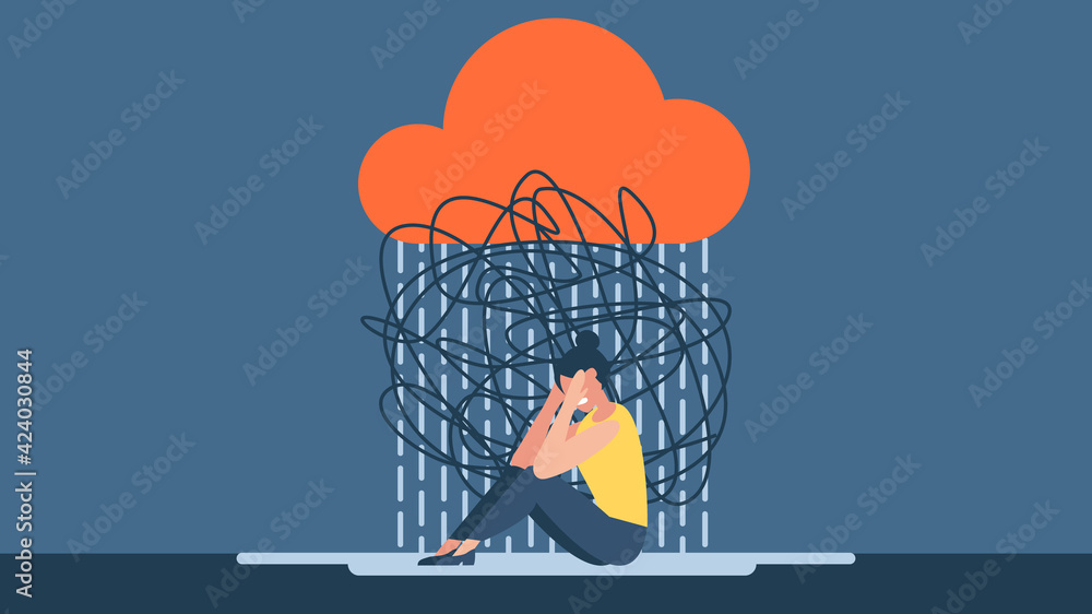 Mental disorder, finding answers, confusion concept. Woman suffering ...