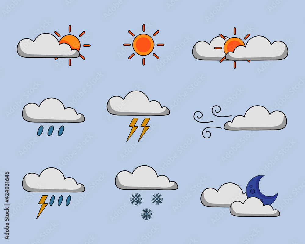 Obraz premium vector simple for element weather, clouds, sun, etc