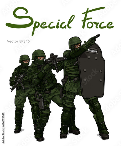 Police Forces anti terror operation. Vector sketch
