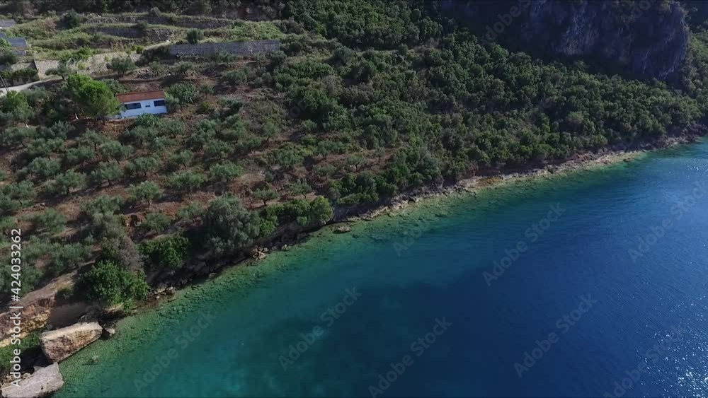 Aerial view of the rocky coastline in messinia area in Greece Aerial view of the rocky coastline in messinia area in Greece