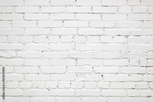 Texture of white wall made of old bricks. Surface background with copy space.