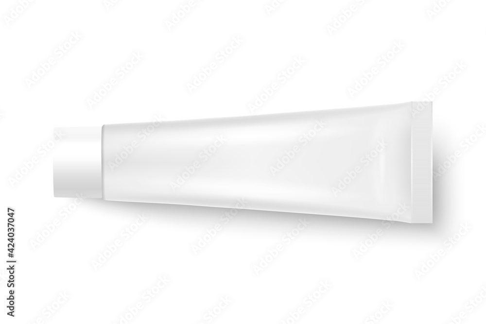 Vector 3d Realistic Plastic, Metal White Tube Icon Closeup Isolated on White Background. Packaging For Cosmetics, Ointments, Cream, Tooth Paste. Design Template of Toothpaste for Mockup. Top View Vector 3d Realistic Plastic, Metal White Tube Icon Closeup Isolated on White Background. Packaging For Cosmetics, Ointments, Cream, Tooth Paste. Design Template of Toothpaste for Mockup. Top View