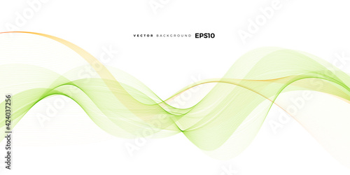 Wave vector element with abstract green lines for website, banner and brochure, Curve flow motion illustration,  Vector lines, Modern background design. © graphic_titan