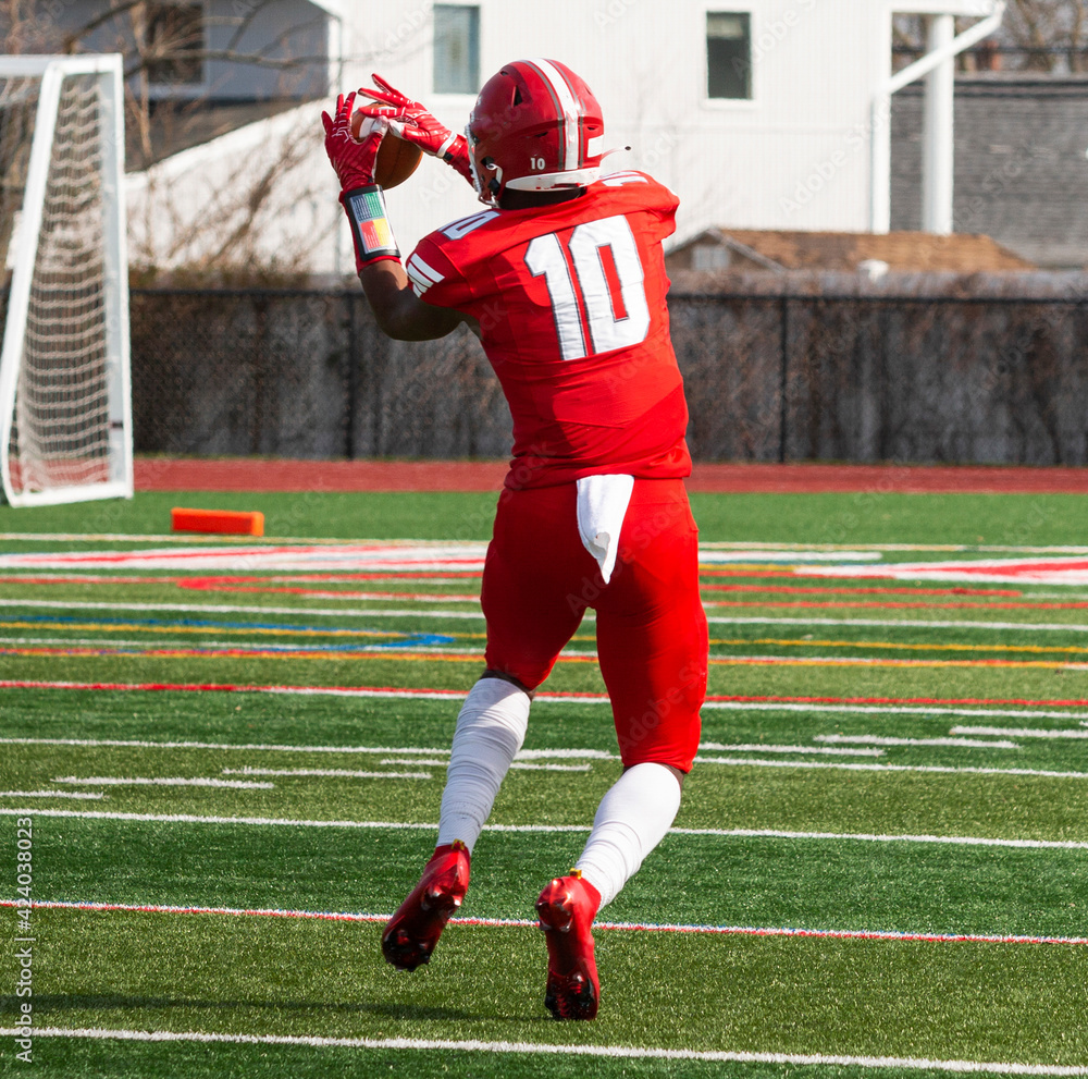 Fototapeta premium Football wide receiver catching the ball