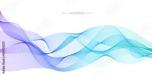 Wave vector element with abstract blue gradient lines for website, banner and brochure, Curve flow motion illustration, Vector lines, Modern background design.