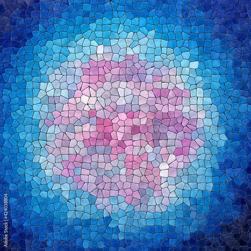 abstract nature marble plastic stony mosaic tiles texture background with black grout - blue and pink colors