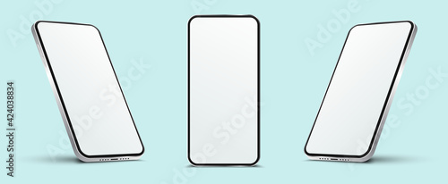Realistic smartphone mockup. Mobile phone display, isolated device screen frame and smart phones Vector EPS