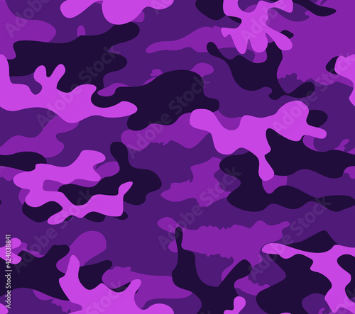 Purple vector camouflage pattern, trendy modern texture for textiles.