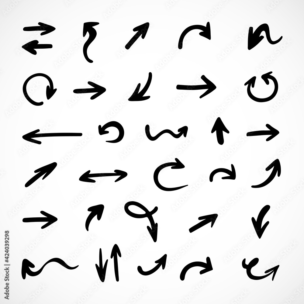 Vector set of hand-drawn arrows, elements for presentation Vector set of hand-drawn arrows, elements for presentation