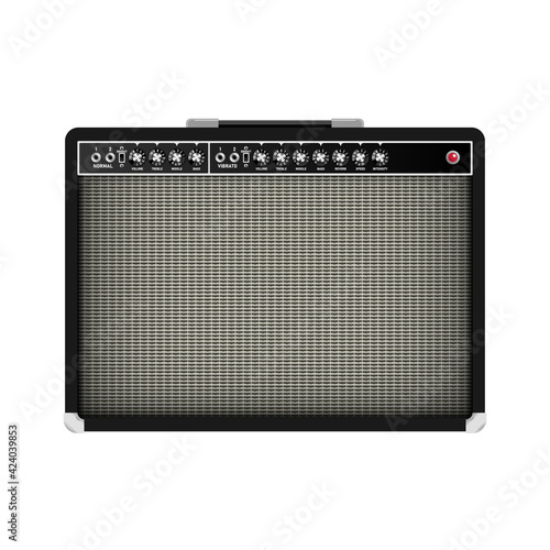 Realistic classic guitar amplifier, vector illustration