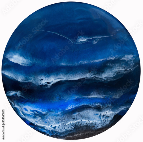 Sea ocean with waves, resin art illustration, epoxy photo