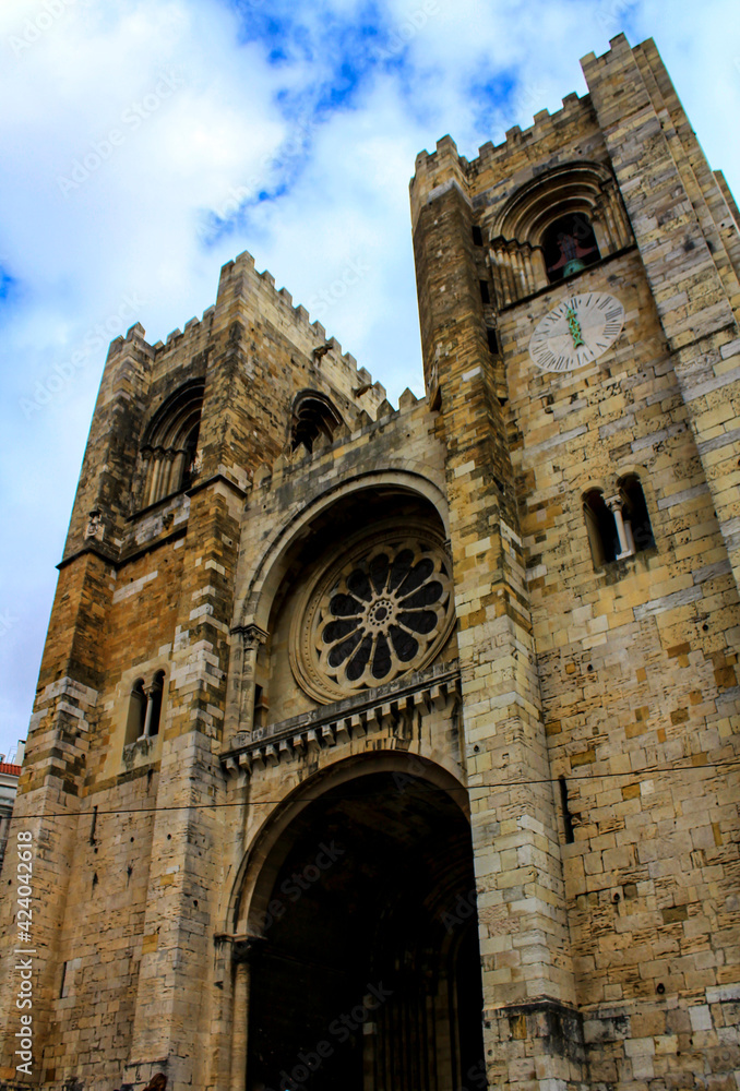 Beautiful facade of the Cathedral of Lisbon