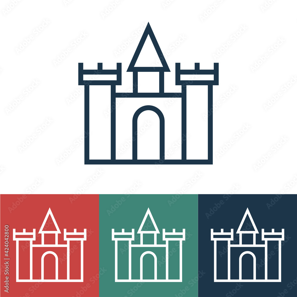 Linear vector icon with castle