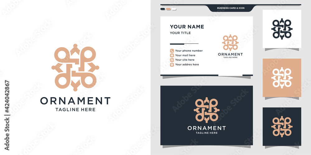 Naklejka premium Minimalist ornament logo design and business card. Logo design inspiration, illustration. Premium Vector