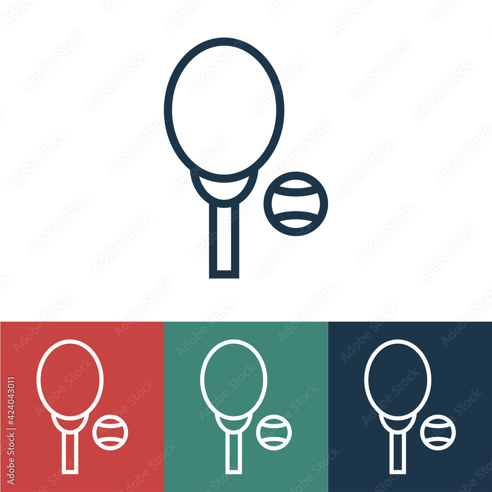 Linear vector icon with tennis racket and ball Linear vector icon with tennis racket and ball