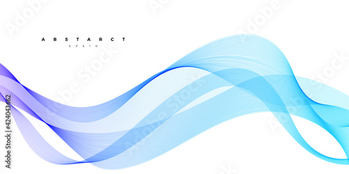 Wave vector element with abstract blue gradient lines for website, banner and brochure, Curve flow motion illustration, Vector lines, Modern background design.
