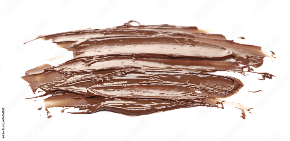 Cream chocolate spread isolated on white background and texture, side view Cream chocolate spread isolated on white background and texture, side view