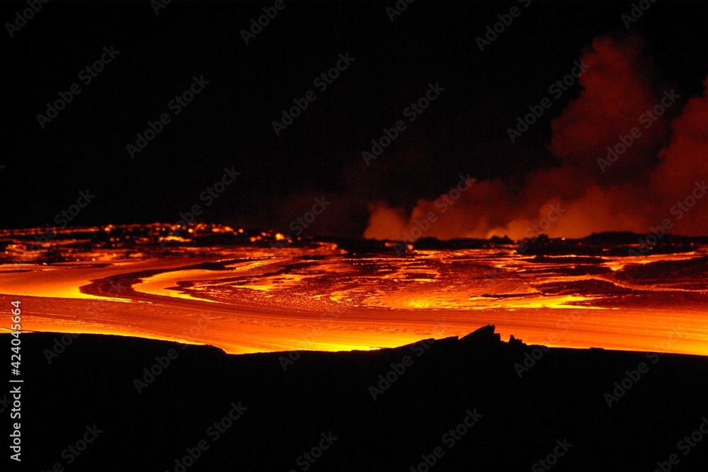 Coulées de lave du volcan Kilauea à Hawaii