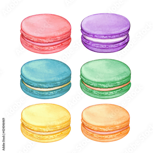 Cute watercolor pastel macarons