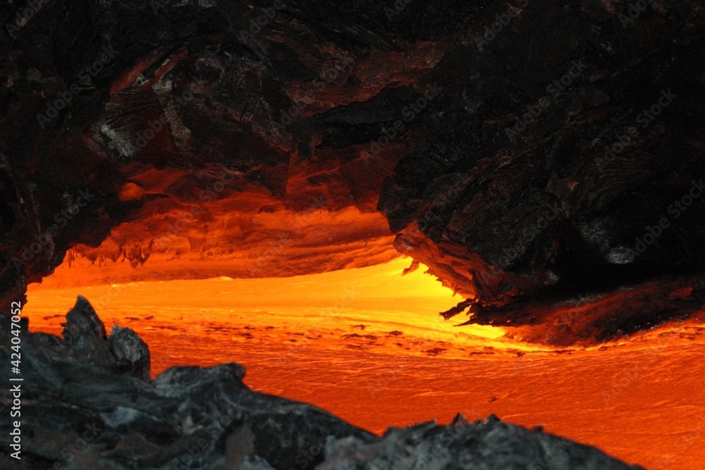 Coulées de lave du volcan Kilauea à Hawaii