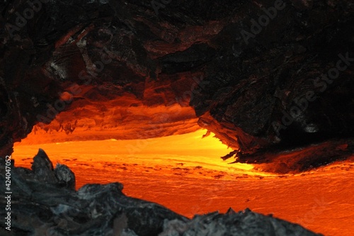 Obraz na płótnie Coulées de lave du volcan Kilauea à Hawaii w salonie