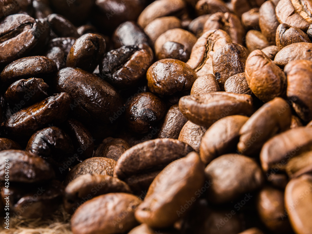 close up of coffee beans shot. Different roast. dark and light roast close up of coffee beans shot. Different roast. dark and light roast