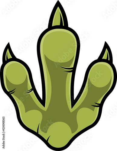 Dinosaur Paw With Claws Print Logo Design. Vector Illustration Isolated On White Background