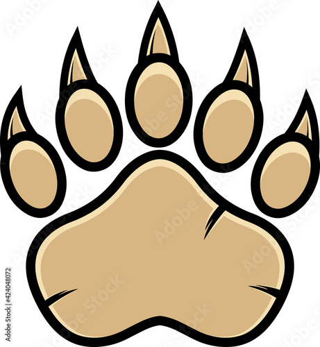 Bear Paw With Claws Print Logo Design. Vector Illustration Isolated On White Background