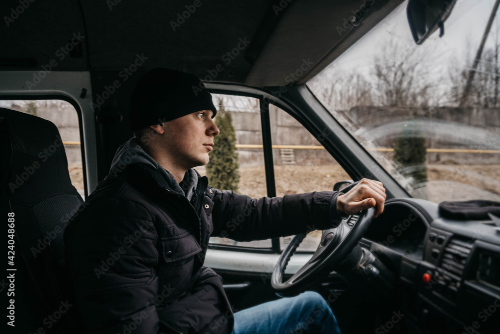 truck driver rides driving a car truck driver rides driving a car