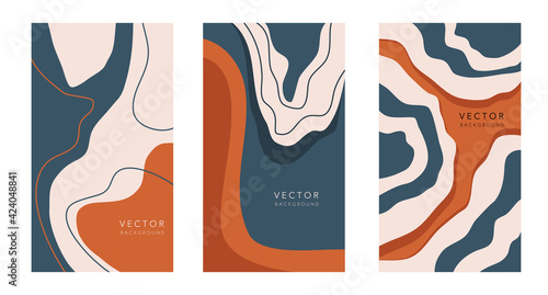 Vector set of abstract creative backgrounds in minimal trendy style 