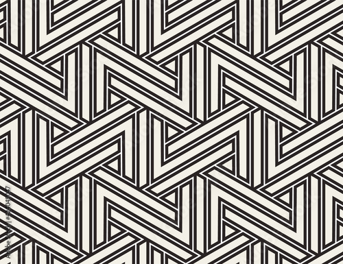 Vector seamless pattern with monochrome striped elements. Abstract geometric texture. Stylish background with repeating geometric shapes.