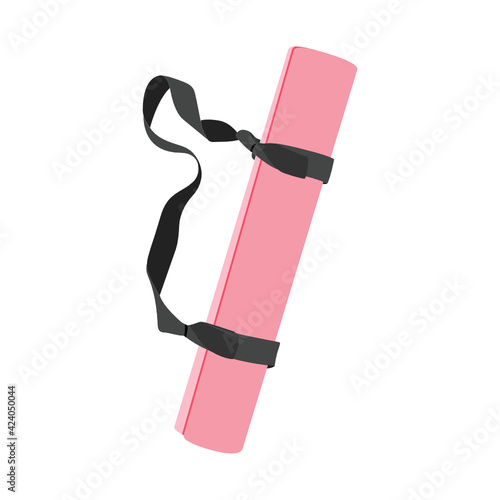 Yoga Mat, Exercise Mat, Rolled Yoga Mat, Yoga Strap, Carrying Case, Vector Illustration Background
