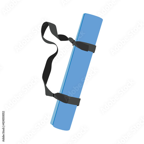 Yoga Mat, Exercise Mat, Rolled Yoga Mat, Yoga Strap, Carrying Case, Vector Illustration Background