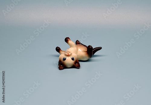 Vintage Siamese cat figurines , Adorable kitten porcelain 