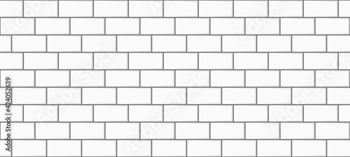 subway tile background. white seamless patter for kitchen backsplash, bathroom wall, shower. ceramic vector texture