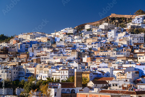 Chefchaouen, partial view of the blue city of Morocco on December 24, 2016. © Cacio Murilo