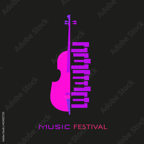 Violoncello piano flat colorful music vector icon